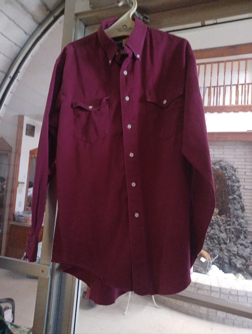 Wrangler Men's Long Sleeve Button-Up Cowboy Cut Shirt 16-34 M  Maroon